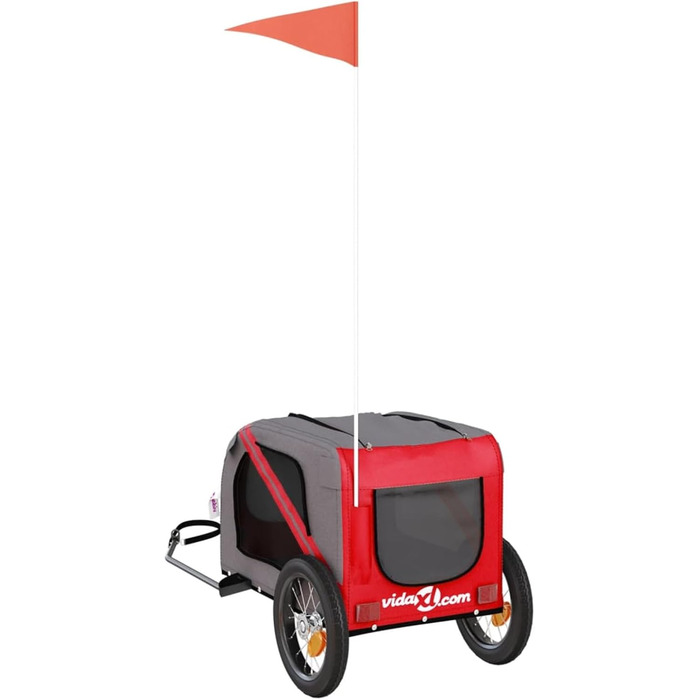 Фahrradanhänger від BaraSh: Причіп для велосипеда для собак та дітей, червоний та сірий, Oxford-Gewebe, сталь