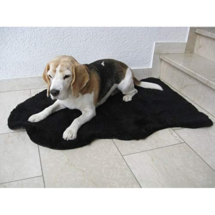 Лежанка з натурального овечого хутра Reissner Engel для котів та собак (Patch), сірий (чорний)