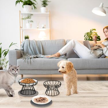 Підвищені годівниці для котів Katzennapf Erhöht - 2 шт. Керамічні миски з підставкою, захист шиї, для корму та води