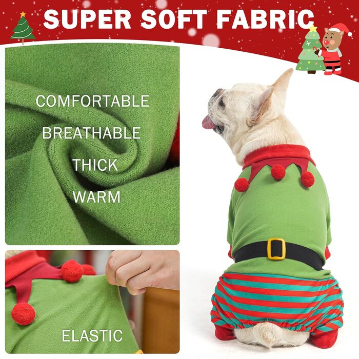 Світер для собак SCENEREAL на Новий Рік, костюм ельфа для собак великих, середніх та маленьких порід, дівчаток та хлопчиків, м'який, теплий, зимовий, святковий, червоний, універсальний (Getaway Solids) X-Large