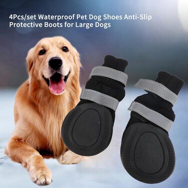 Чоботи для собак Zerodis чорного кольору (4 шт.) - водонепроникні, з антиковзаючою підошвою, теплі захисні чоботи для середніх та великих собак (XL, блакитний)