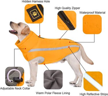 Водонепроникний зимовий теплий одяг для собак FeimaX: куртка з флісовою підкладкою для малих, середніх та великих собак, 5XL