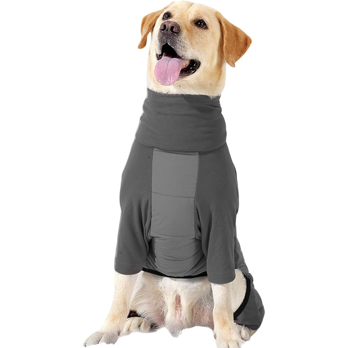 Зимовий теплий одяг для собак - теплий зимовий одяг з високим коміром, регульований, для малих, середніх та великих собак, для прогулянок, походів, кемпінгу (Сірий M)