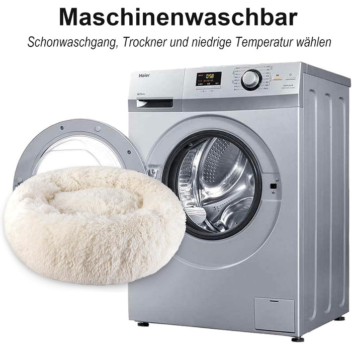 Крісло-лежанка для собак великих та середніх порід, 60 см Ø - М'яке та дихаюче ліжко для собак з неслизьким дном та піднятим бортиком, (76x76x27 см, Бежевий)