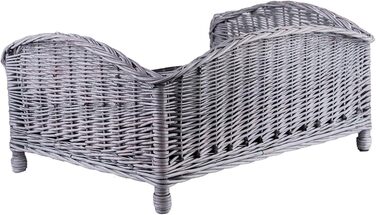 Корзина для тварин з лози: ліжко для собак та котів з м'яким подушком (64x42x35 см)