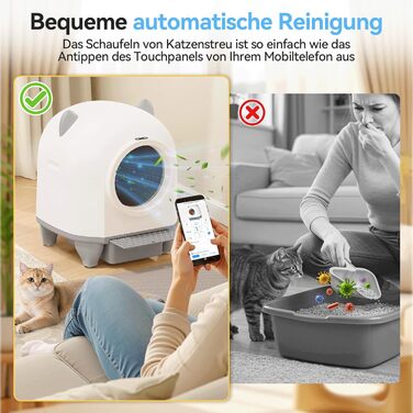 Автоматичний лоток для котів TRIUMPHKEY, 90L+8.5L, самоочисний, з керуванням через додаток, для багатокотових сімей