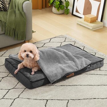 Кіжне ліжко YITAHOME для собак - 76x51 см, знімний чохол, килимок для собак, миється, не слизьке, сірий 76x51x7.5 см (Д x Ш x В)