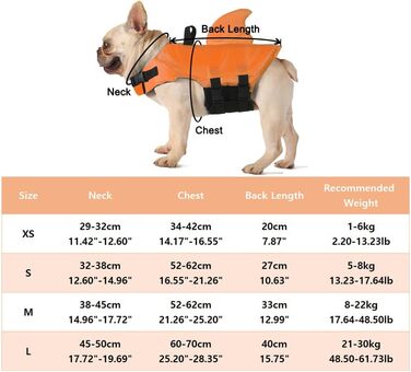 Спасальний жилет для собак FONLAM - помаранчевий, розмір S