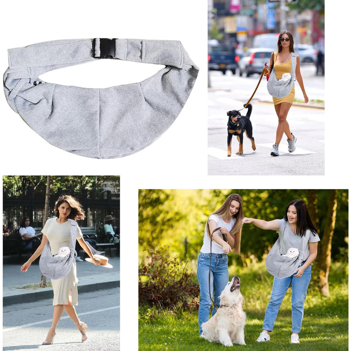 Сумка-слінг для тварин, переноска для котів та собак, зручна переноска на плечі (сірий)