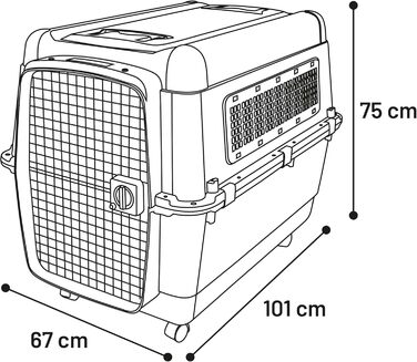 Клітка-переноска для собак Flamingo Lanta – темно-сіра, розмір L (56 × 80 × 59,5 см) | Безпечна, практична та комфортна переноска для вашого собаки