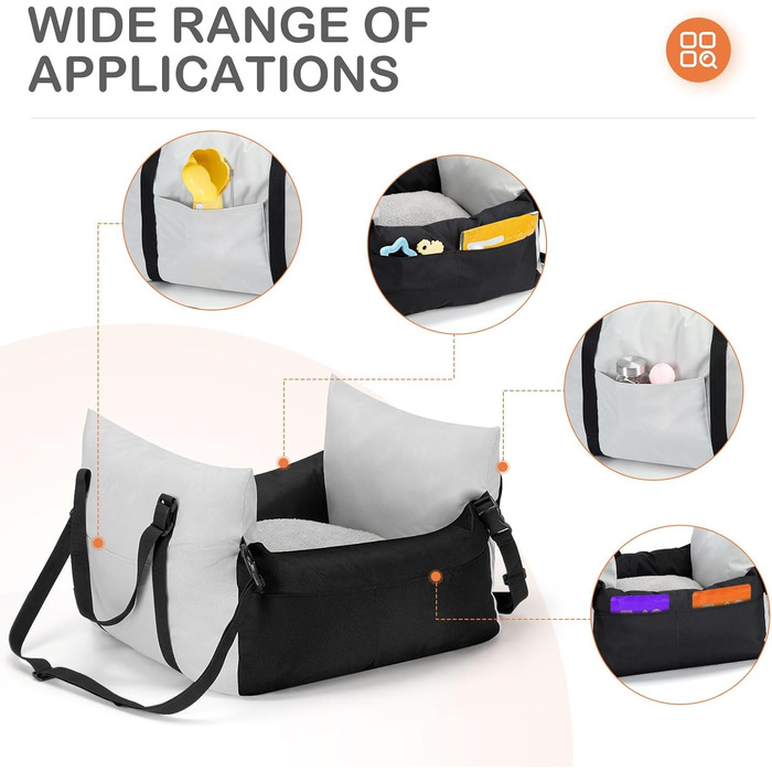 Автокрісло для собак Cinnani - зручне та безпечне автокрісло для маленьких собак з кишеньками та знімним килимком