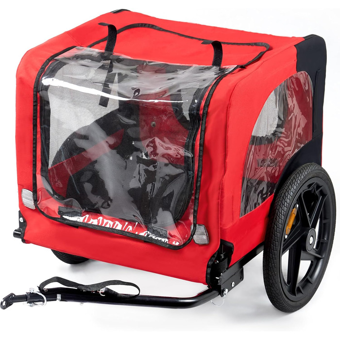 Фаркоп-причіп для собак Soges до 40 кг, складаний, з дихаючої сітки, з внутрішнім повідком, з відбивачами (червоний)