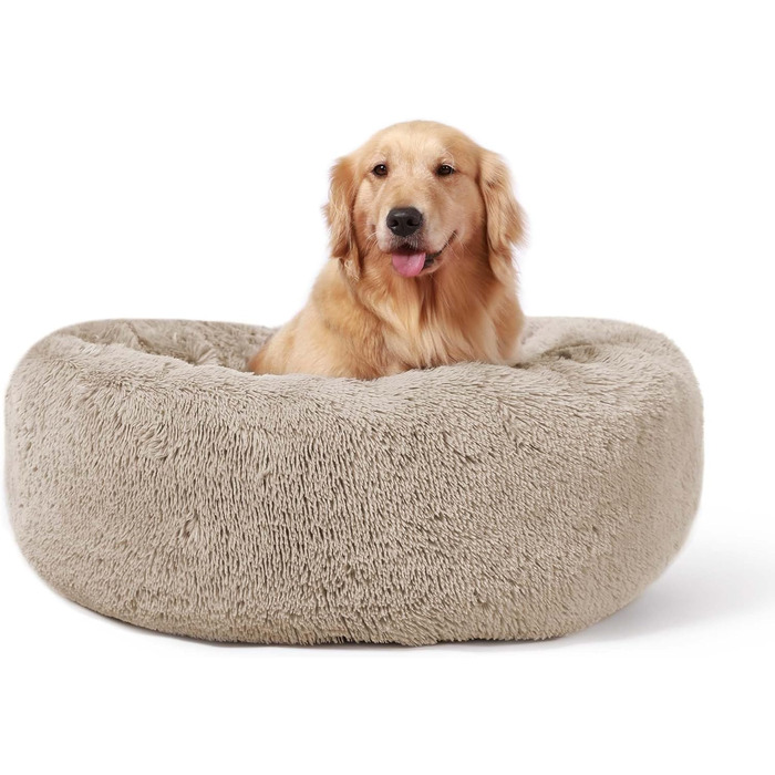 Лежак для великих собак HACHIKITTY Calming Donut, XL 91,4 см, заспокійливий плюшевий круглий диван для домашніх тварин