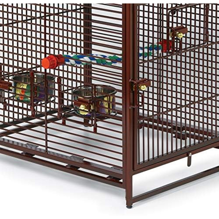 Клітка для птахів Midwest Poquito, 48 x 39,5 x 60 см, з жердками та годівницями з нержавіючої сталі, Платина (Рубіново-червоний)