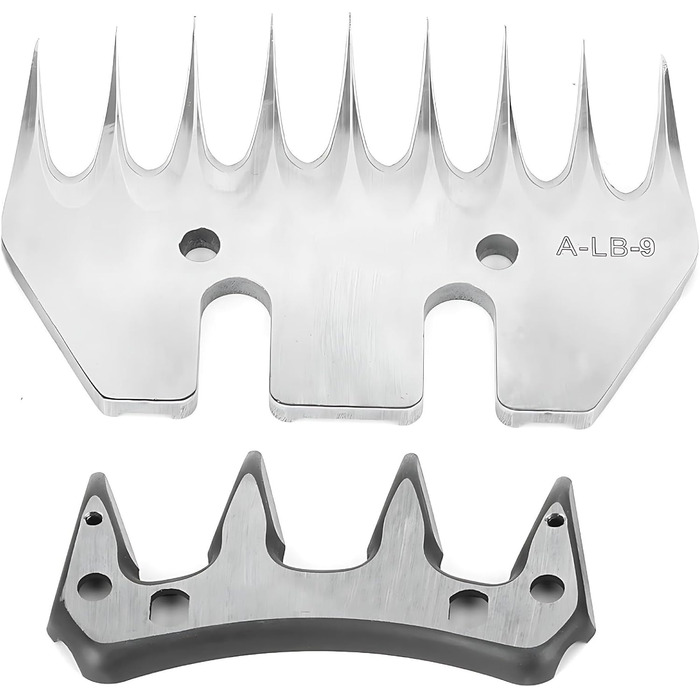 Ножиці для стрижки овець з нержавіючої сталі, універсальні, з змінними лезами (9 зубців, пряма леза + маятникове лезо)