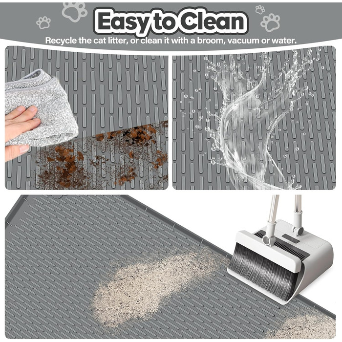 Килимок для котячого туалету Bartuke Katzenklo Matte, великий розмір 101 x 71 см, силіконовий, для контролю розсипання, м'який для лап котів, легко миється (Зелений)