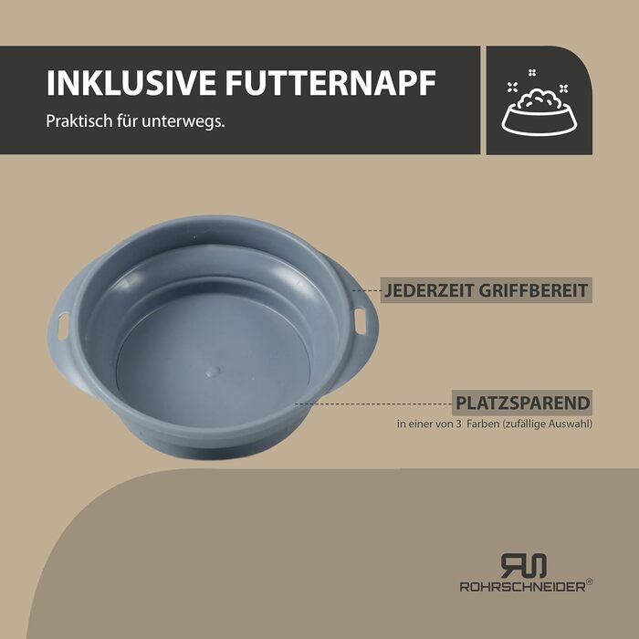 Лежанка для собак Rohrschneider з мискою, сіра, 47 x 30 x 7 см | Лежанка для собак та котів з антиковзаючою основою, Made in EU