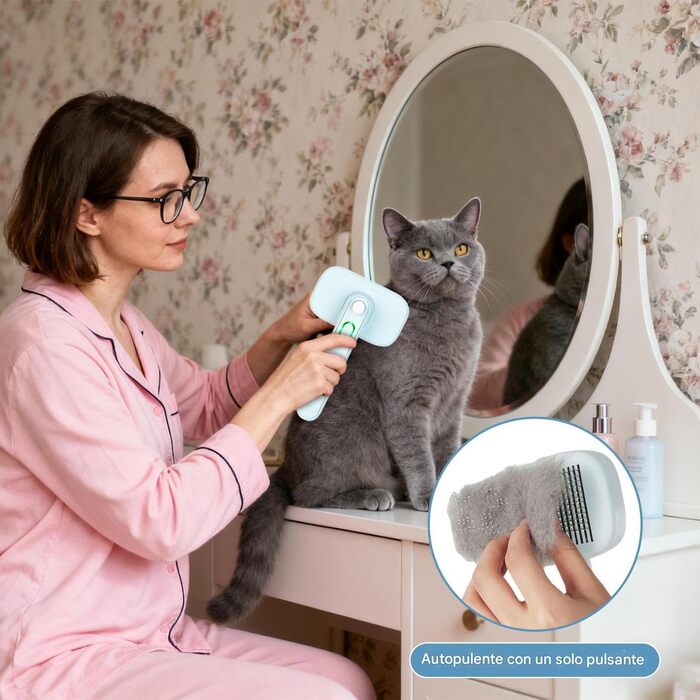 Іонна щітка для тварин: самоочищуючий гребінь з ABS та нержавіючої сталі | антистатичний інструмент для догляду з подвійним іонним генератором, 19 x 12 см | ідеально для собак та котів