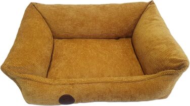 Ортопедичне ліжко для собак, сумісне з великими, середніми та маленькими породами, жовто-гірчичний колір, миється, розмір S (60x40x15 см)