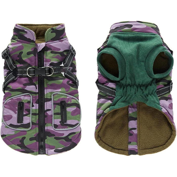 Зимовий теплий одяг для собак - водонепроникний теплий жилет для цуценят з інтегрованим шлейкою, захист від будь-якої погоди | Надійна посадка для собак маленьких, середніх розмірів