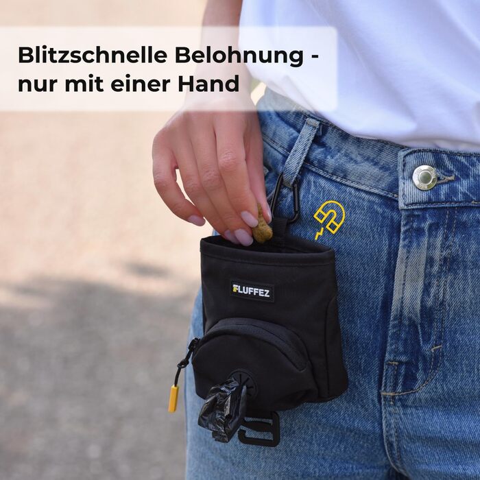 Сумка для ласощів для собак з дозатором кульок – Магнітна застібка, карабін та липучка – Компактна сумочка для цукерок для собак – Ідеально для дресирування та прогулянок