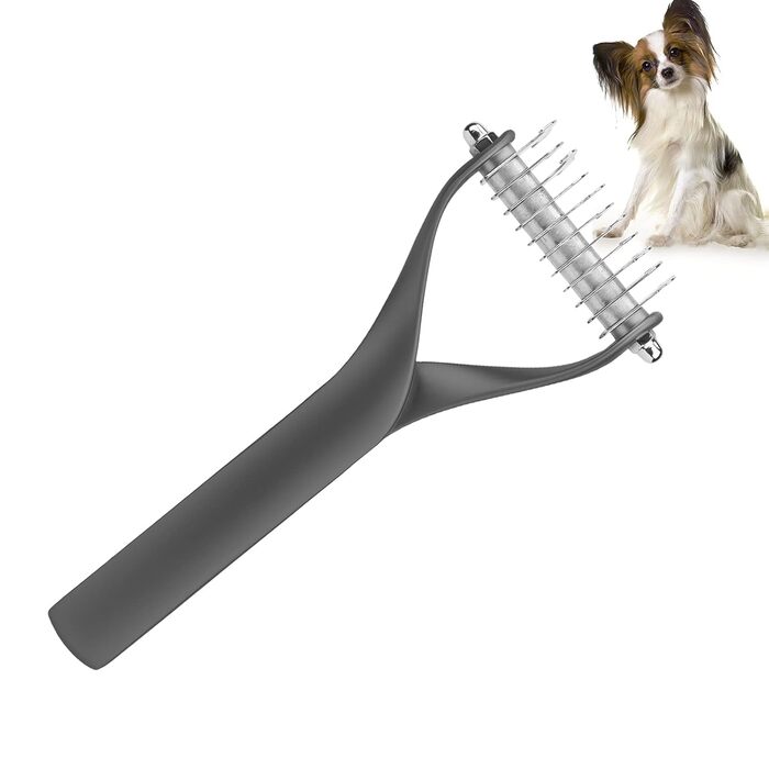 Інструмент для догляду за тваринами: двосторонній гребінець для підшерстка, щітка для собак і котів, гребінець з гострою клинком для видалення ковтунів та відмерлого хутра (S) Чорний S
