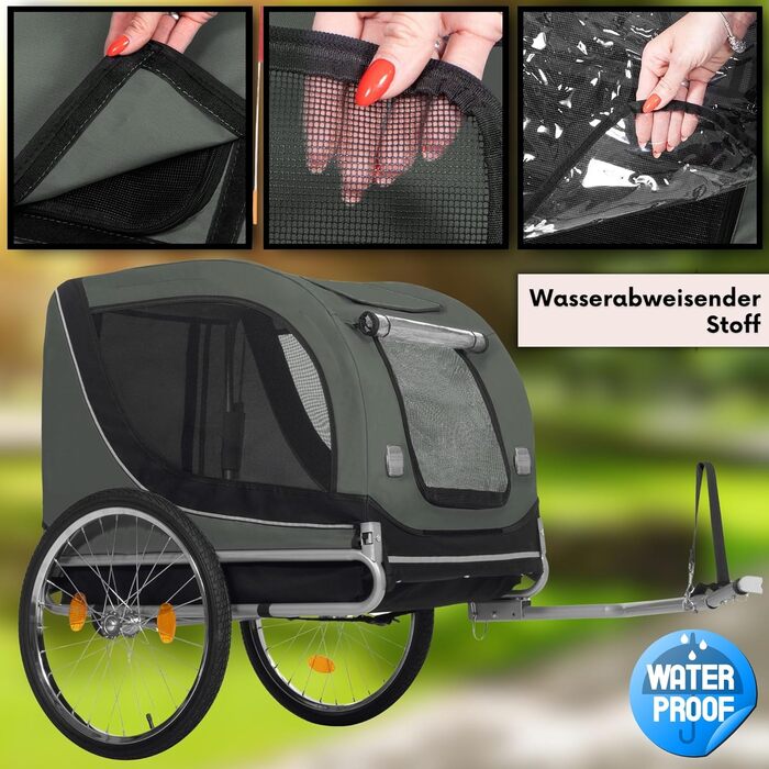 Причіп для собак SPRINGOS до 40 кг з прапорцем