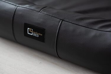 Ортопедичне ліжко для собак Nancy Premium, великий розмір, чорний колір. Зручне, з еко-шкіри, антиковзаюче, зносостійке, для собак середніх та великих порід.