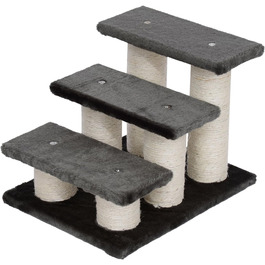 Сходи для котів і собак PawHut, 3 ступені, плюш, темно-сірі, 45x35x34 см