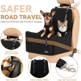 Автокрісло для собак PETSFIT до 15 кг – безпечне, з пам'яттю, 2 відділення, чорний/сірий