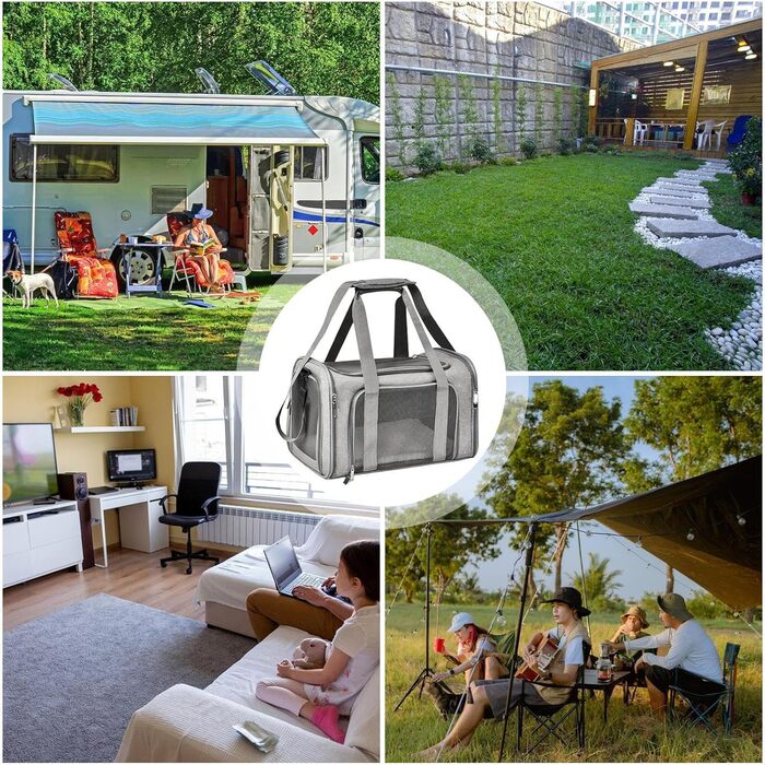 Складана переноска для собак та котів - компактна та зручна для подорожей (сіра)