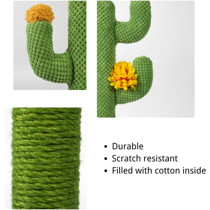 Котячий когтетоп-кактус: стабільний, з натурального сизалю, 30x60 см, зелений