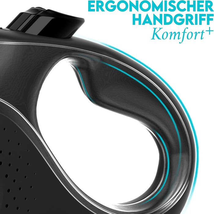 Витяжна поводок для собак HUND IST KÖNIG 8м | Для малих та великих собак до 50кг | Зручний хват, міцний | Чорний