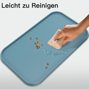 Підкладка під миску для котів та собак, силіконова, товста, з бортиками, велика (блакитна)