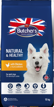 Натуральний та здоровий корм для собак Butcher's з куркою, 15 кг