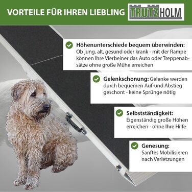 Рампа для собак TRUTZHOLM, розкладна, 215 см, вантажопідйомність 180 кг, алюміній, сірий/чорний, з сумкою