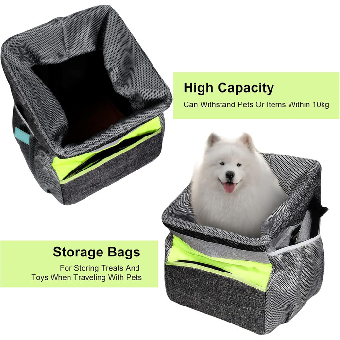 PETCUTE Велосипедна сумка для тварин: кошик для собак і котів, знятна та складна, з ременем безпеки, сірий колір