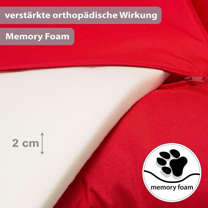 Ортопедичне ліжко для собак KAHU® з віскоеластичної піни (50x76 см) • М'яке та зручне ліжко для собак • Вологостійке та легко миється • Синій колір (89 x 66 x 8 см)