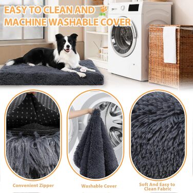 Велике миюче ліжко для собак у клітку, 104 x 68 см, ліжко для великих собак, вологостійке, знімний, миючий чохол, ліжко для домашніх тварин, темно-сірий
