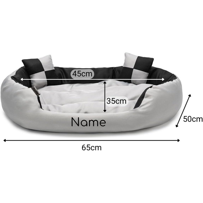 Ліжко для собак Lionto 4-в-1 з поворотним подушкою, 85x70 см, з міцного Оксфорду, водовідштовхувальне, з глибоким входом, для котів та собак всіх розмірів, з декоративною подушкою (сірий/чорний)