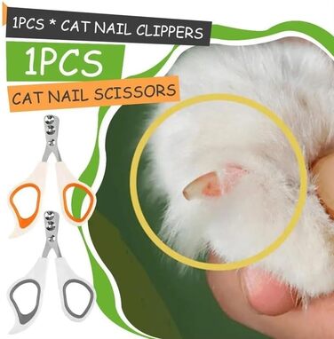 Триммер для кігтів котів з захистом, подвійний отвір, 5 шт. (білий)