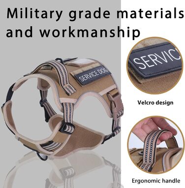 Шлейка для собак Funfox великих порід, тактична, анти-тяга, дихаюча, камуфляж (S, коричнева)