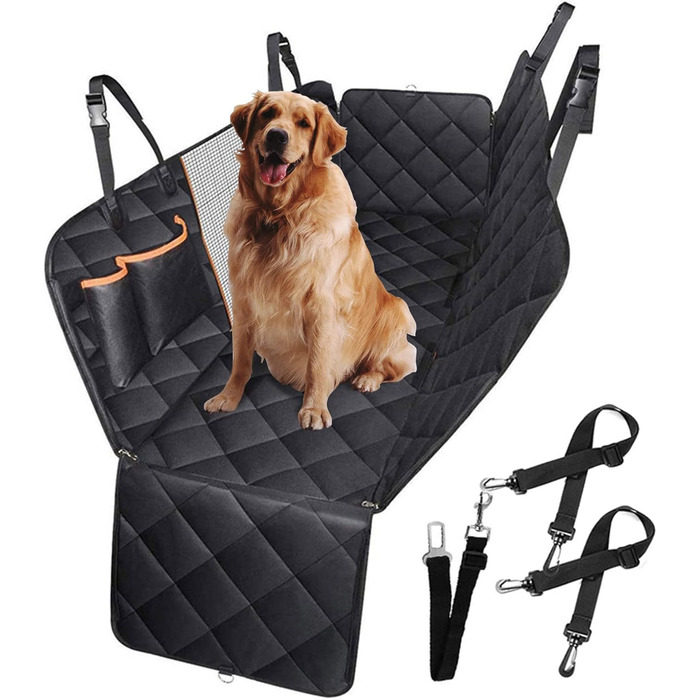 Килимок для собак у машину Caliyo, захист заднього сидіння, водовідштовхувальний, антикіготок, універсальний (Чорний)