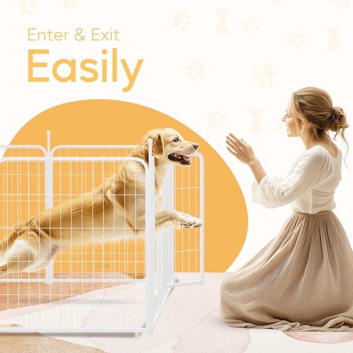 Вольєр для собак HealSmart, 61 см, 8 панелей, міцний метал, портативний, для дому та вулиці, для кемпінгу, двору, автодому, садово-паркових насаджень, приватності, тераси, білий