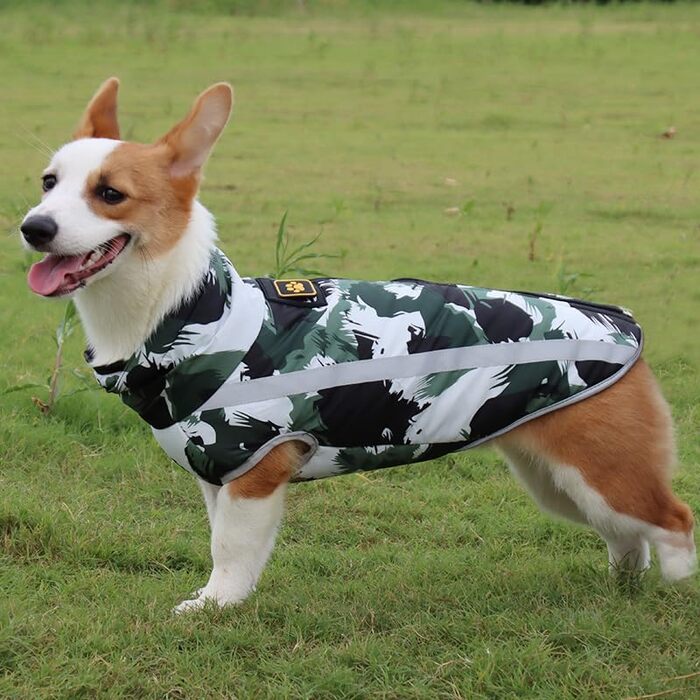 Водонепроникний собачий теплий зимовий плащ/жилет для собак. З обладнанням, світловідбиваючими смугами. Середній/великий розмір. Вітро- та снігозахисний. Кольори: білий/чорний. Розмір 3XL.