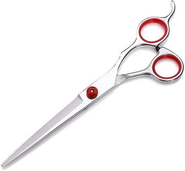 Набір професійних ножиць для грумінгу домашніх тварин, 18 см (7,0 дюймів). Прямі, розріджуючі та вигнуті ножиці з нержавіючої сталі для собак та котів. Колір: фіолетовий
