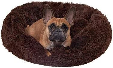 Кругле ліжко для собак Springos з антиковзною основою, 80 см, коричневе