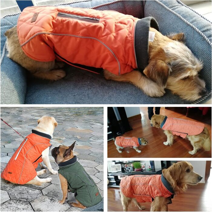 Тепла жилетка для собак TFENG з відбиваючими елементами, розмір XL, помаранчевий колір
