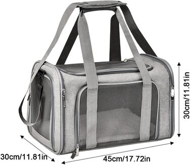 Складана переноска для собак та котів - компактна та зручна для подорожей (сіра)