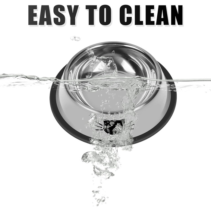 Набори мисок для котів Serentive з нержавіючої сталі (2 шт.), неслизькі, для маленьких котів, міцні, для корму, об'єм 380 мл, знімні гумові основи, легко миються, сірий колір